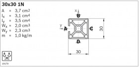 Закрытый конструкционный профиль 30 мм.